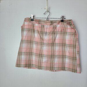 Izod Golf Cool-FX Perform Peach & Tan Plaid Golf XFG Skorts/Skirt Size 16